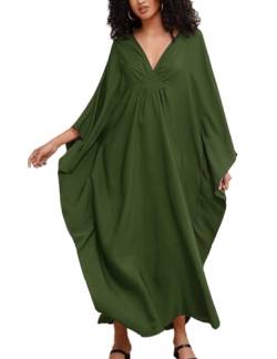 ZaisuiFun Strandkleid Damen Sommer Kaftan Maxikleid Stand Kleider Lang Sommerkleid Große Größen, Hellgrün von ZaisuiFun