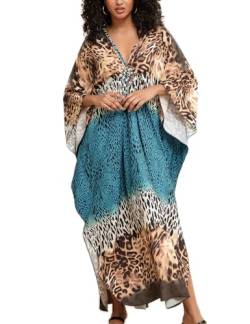 ZaisuiFun Strandkleid Damen Sommer Lang Kaftan Maxikleid Boho Stand Kleid Sommerkleid Strandbekleidung Übergröße, Farbe 03 von ZaisuiFun