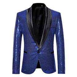 Zaiyi Pailletten EIN Knopf Schalkragen Anzug Jacke Herren Bling Glitter Prom Blazer Jacke Herren Bühnenkleidung Für Sänger Blue S von Zaiyi