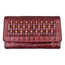 Zakatte Hill Burry • Damen Geldbörse aus Leder RFID-Schutz Brieftasche geflochten HB7328W (Rot) von Zakatte