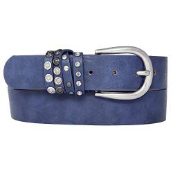 Zakatte • Damen schlichter Gürtel aus Kunstleder mit Strass BS043 (Blau, 85 cm) von Zakatte