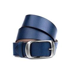 Zakatte • Schlichter Damengürtel aus Leder F08 (Blau, 85 cm) von Zakatte