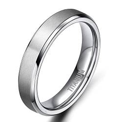 Zakk Damen Herren Ringe Titan Silber Matt Gebürstet Verlobungsring Partnerring Eheringe Trauringe 4mm 6mm 8mm 10 mm Breit (4mm,52 (16.6)) von Zakk