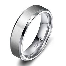 Zakk Damen Herren Ringe Titan Silber Matt Gebürstet Verlobungsring Partnerring Eheringe Trauringe 4mm 6mm 8mm 10 mm Breit (6mm,53 (16.9)) von Zakk