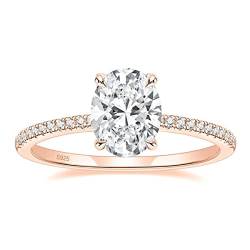 Zakk Damen Ringe Silber 925 Verlobungsringe Solitärring 3CT Oval Zirkonia Versprechen Ring Eheringe Trauringe Rosegold Gold (Roségold,54 (17.2)) von Zakk