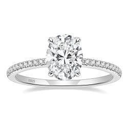 Zakk Damen Ringe Silber 925 Verlobungsringe Solitärring 3CT Oval Zirkonia Versprechen Ring Trauringe Eheringe (Silber,49 (15.6)) von Zakk