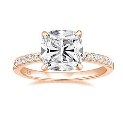 Zakk Damen Ringe Verlobungsring Silber 925 Zirkonia Solitärring Partnerringe Eheringe Trauringe Freundschaftsringe Hochzeitsringe Versprechen Ring (Rosegold,52 (16.6)) von Zakk