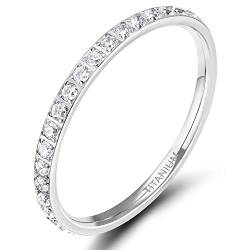 Zakk Eternity Ring 2mm Damen Ewigkeitsringe Titan Verlobungsringe Eheringe Trauringe Memoirering mit Zirkonia Silber Gold Rosegold (silber, 55 (17.5) von Zakk