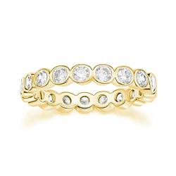 Zakk Eternity Ring Damen Ewigkeitsringe Vorsteckring 4mm Schmal Zirkonia Verlobungsringe Eheringe Trauringe Memoire Ringe (Gelbgold,65 (20.7)) von Zakk