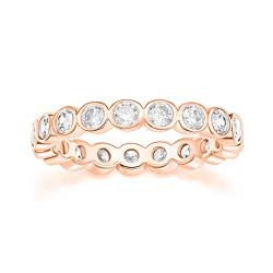 Zakk Eternity Ring Damen Ewigkeitsringe Vorsteckring 4mm Schmal Zirkonia Verlobungsringe Eheringe Trauringe Memoire Ringe (Rosegold, 62 (19.7)) von Zakk