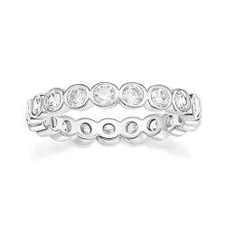 Zakk Eternity Ring Damen Ewigkeitsringe Vorsteckring 4mm Schmal Zirkonia Verlobungsringe Eheringe Trauringe Memoire Ringe (Silber,61 (19.4)) von Zakk