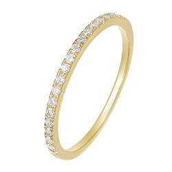 Zakk Eternity Ring Damen Ewigkeitsringe Vorsteckring Schmal Silber 925 Zirkonia Gelbgold Vergoldung Verlobungsringe Eheringe Trauringe Memoire Ring(Gelbgold,46 (14.6)) von Zakk