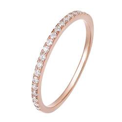 Zakk Eternity Ring Damen Ewigkeitsringe Vorsteckring Schmal Silber 925 Zirkonia Roségold Vergoldung Verlobungsringe Eheringe Trauringe Memoire Ring(Roségold,53 (16.9)) von Zakk