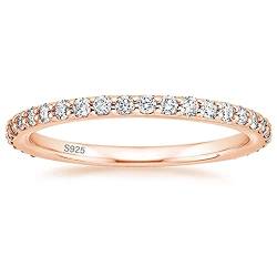 Zakk Eternity Ring Damen Silber 925 Zirkonia Volle Ewigkeitsringe Vorsteckring Schmal Verlobungsringe Eheringe Trauringe Memoire Ringe 2mm Gold Rosegold (Rosegold,49 (15.6)) von Zakk