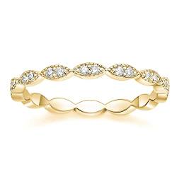 Zakk Eternity Ring Damen Vorsteckring Rosegold Silber Schmal Ewigkeitsringe Zirkonia Oval Milgrain Verlobungsringe Eheringe (Gelbgold,62 (19.7)) von Zakk