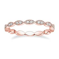 Zakk Eternity Ring Damen Vorsteckring Rosegold Silber Schmal Ewigkeitsringe Zirkonia Oval Milgrain Verlobungsringe Eheringe Trauringe (Rosegold,54 (17.2)) von Zakk