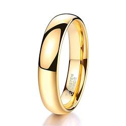 Zakk Ring Damen Herren 2mm 4mm 6mm 8mm Gelbgold Wolfram Poliert Schmal Ringe Verlobungsringe Ehering Hochzeitsband (4mm, 68 (21.6)) von Zakk