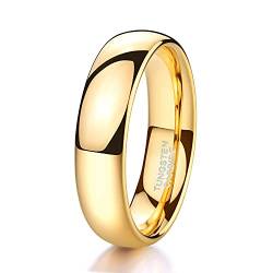 Zakk Ring Damen Herren 2mm 4mm 6mm 8mm Gelbgold Wolfram Poliert Schmal Ringe Verlobungsringe Ehering Hochzeitsband (6mm, 51 (16.2)) von Zakk