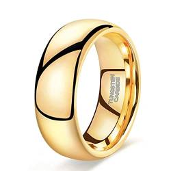 Zakk Ring Damen Herren 2mm 4mm 6mm 8mm Gelbgold Wolfram Poliert Schmal Ringe Verlobungsringe Ehering Hochzeitsband (8mm, 61 (19.4)) von Zakk