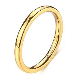 Zakk Ring Damen Herren 2mm 4mm 6mm Titan Poliert Schmal Ringe Verlobungsringe Ehering Hochzeitsringe (Gold-2mm, 56 (17.8)) von Zakk