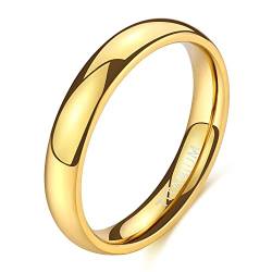 Zakk Ring Damen Herren 2mm 4mm 6mm Titan Poliert Schmal Ringe Verlobungsringe Ehering Hochzeitsringe (Gold-4mm, 66 (21.0)) von Zakk