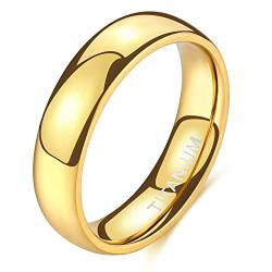 Zakk Ring Damen Herren 2mm 4mm 6mm Titan Poliert Schmal Ringe Verlobungsringe Ehering Hochzeitsringe (Gold-6mm, 57 (18.1)) von Zakk