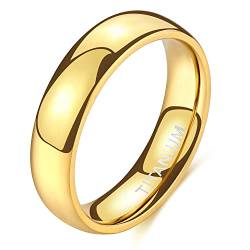 Zakk Ring Damen Herren 2mm 4mm 6mm Titan Poliert Schmal Ringe Verlobungsringe Ehering Hochzeitsringe (Gold-6mm, 61 (19.4)) von Zakk