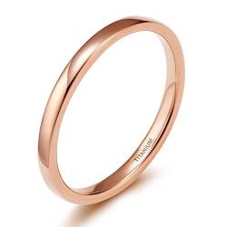 Zakk Ring Damen Herren 2mm 4mm 6mm Titan Poliert Schmal Ringe Verlobungsringe Ehering Hochzeitsringe (Rosegold-2mm, 46 (14.6)) von Zakk