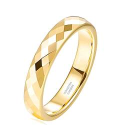 Zakk Ring Damen Herren Rosegold Schwarz Wolfram Schmal 4mm Breit Facetten Poliert Verlobungsringe Eheringe Partnerringe (Gold,52 (16.6)) von Zakk