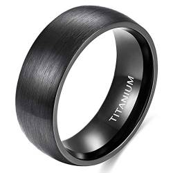 Zakk Ring Damen Herren Schwarz Titan Eheringe Partnerringe Trauringe Verlobungsringe Gebürsteter Komfort Fit 6mm 8mm (Schwarz-8mm, 67 (21.3)) von Zakk