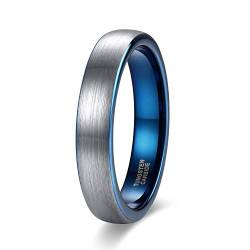 Zakk Ring Herren Damen 4mm Wolfram Verlobungsring Trauringe Ehering Partnerringe Gebürstet Schwarz Blau Größe 47 bis 69 (Blau,69 (22.0)) von Zakk