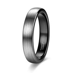 Zakk Ring Herren Damen 4mm Wolfram Verlobungsring Trauringe Ehering Partnerringe Gebürstet Schwarz Blau Größe 47 bis 69 (Schwarz,51 (16.2)) von Zakk