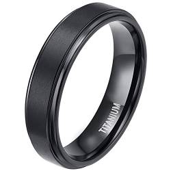 Zakk Ring Herren Damen Titan Verlobungsringe Eheringe Trauringe Schwarz Gebürstet 4mm 6mm 8mm(Schwarz-6mm, 47 (15.0)) von Zakk