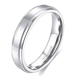 Zakk Ring Herren Damen Titan Verlobungsringe Eheringe Trauringe Silber Gebürstet 4mm 6mm 8mm(Silber-4mm, 60 (19.1)) von Zakk