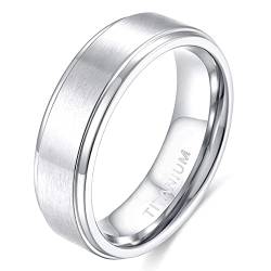 Zakk Ring Herren Damen Titan Verlobungsringe Eheringe Trauringe Silber Gebürstet 4mm 6mm 8mm(Silber-6mm, 51 (16.2)) von Zakk