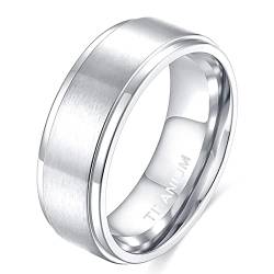 Zakk Ring Herren Damen Titan Verlobungsringe Eheringe Trauringe Silber Gebürstet 4mm 6mm 8mm(Silber-8mm, 60 (19.1)) von Zakk