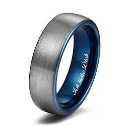 Zakk Ring Herren Damen Wolfram Verlobungsring Trauringe Ehering Partnerringe Gebürstet 6mm 8mm Schwarz Blau (Blau-6mm, 66 (21.0)) von Zakk