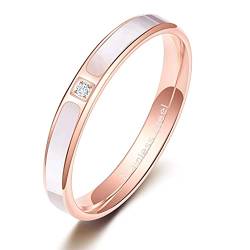 Zakk Ringe Damen Herren Rosegold Edelstahl Zirkonia Schaleneinlage Verlobungsringe Eheringe Partnerringe Trauringe 3.5mm 5.5mm (3.5mm,66 (21.0)) von Zakk