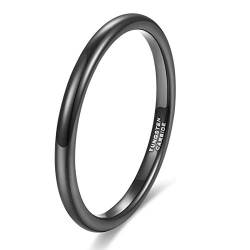 Zakk Ringe Damen Herren Schwarz Wolfram Schmal Schlicht Poliert Ring Verlobungsringe Eheringe Partnerringe 2mm 4mm 6mm 8mm (2mm, 60 (19.1)) von Zakk