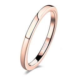 Zakk Ringe Damen Herren Wolfram Rosegold Vorsteckring Schmal Schlicht Poliert Verlobungsringe Eheringe Trauringe 2mm 4mm 6mm (2mm,67 (21.3)) von Zakk