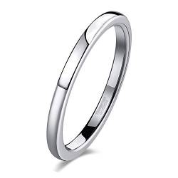 Zakk Ringe Damen Herren Wolfram Silber Vorsteckring Schmal Schlicht Poliert Verlobungsringe Eheringe Trauringe 2mm 4mm 6mm 8mm (2mm,51 (16.2)) von Zakk