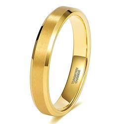 Zakk Ringe Herren Damen Gold Wolframcarbid Gebürstet Verlobungsringe Eheringe Partnerringe Trauringe 4mm 6mm 8mm (4mm,49 (15.6)) von Zakk