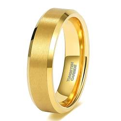 Zakk Ringe Herren Damen Gold Wolframcarbid Gebürstet Verlobungsringe Eheringe Partnerringe Trauringe 4mm 6mm 8mm (6mm,52 (16.6)) von Zakk