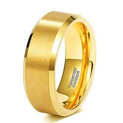 Zakk Ringe Herren Damen Gold Wolframcarbid Gebürstet Verlobungsringe Eheringe Partnerringe Trauringe 4mm 6mm 8mm (8mm,52 (16.6)) von Zakk