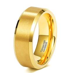 Zakk Ringe Herren Damen Gold Wolframcarbid Gebürstet Verlobungsringe Eheringe Partnerringe Trauringe 4mm 6mm 8mm (8mm,57 (18.1)) von Zakk