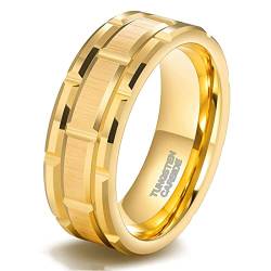 Zakk Ringe Herren Wolfram Schwarz Gold Silber 38mm Breit Ziegelmuster Verlobungsringe Trauringe Eheringe Freundschaftsringe (Gold,54 (17.2)) von Zakk