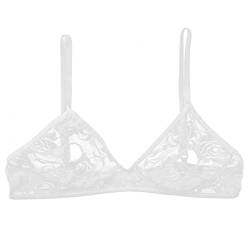 Zaldita Damen Bra Spitzen Transparent BH Offene Brust Brustfrei Bustier Büstenhebe Erotik Unterbrust Dessous Reizwäsche A Weiß 2XL von Zaldita