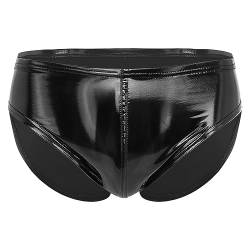 Zaldita Herren Wetlook Slip Ouvert Panties Lackleder Briefs Shorts Strings Boxershort Hotpants GOGO Disco Clubwear A Schwarz L von Zaldita