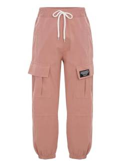 Zaldita Mädchen Cargohose Lang Baggy Hose Mit Taschen Hip Hop Hose Trainingshose Kordelzug Joggingshose Jazz Freizeit A Rosa 122-128 von Zaldita