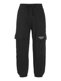 Zaldita Mädchen Cargohose Lang Baggy Hose Mit Taschen Hip Hop Hose Trainingshose Kordelzug Joggingshose Jazz Freizeit A Schwarz 122-128 von Zaldita